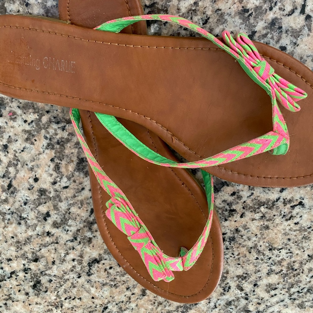 Neon bow sandals